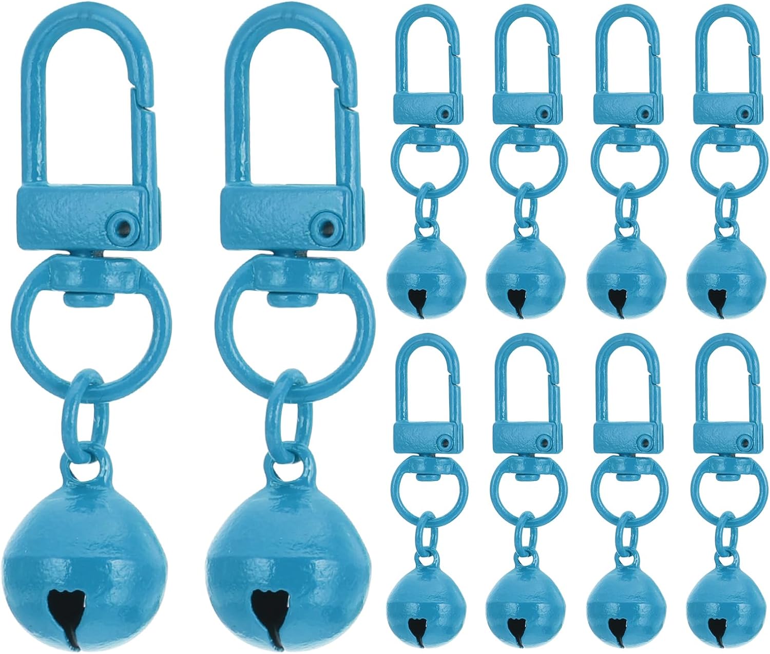 PATIKIL pink craft bells being styled on a custom keychain ring assembly