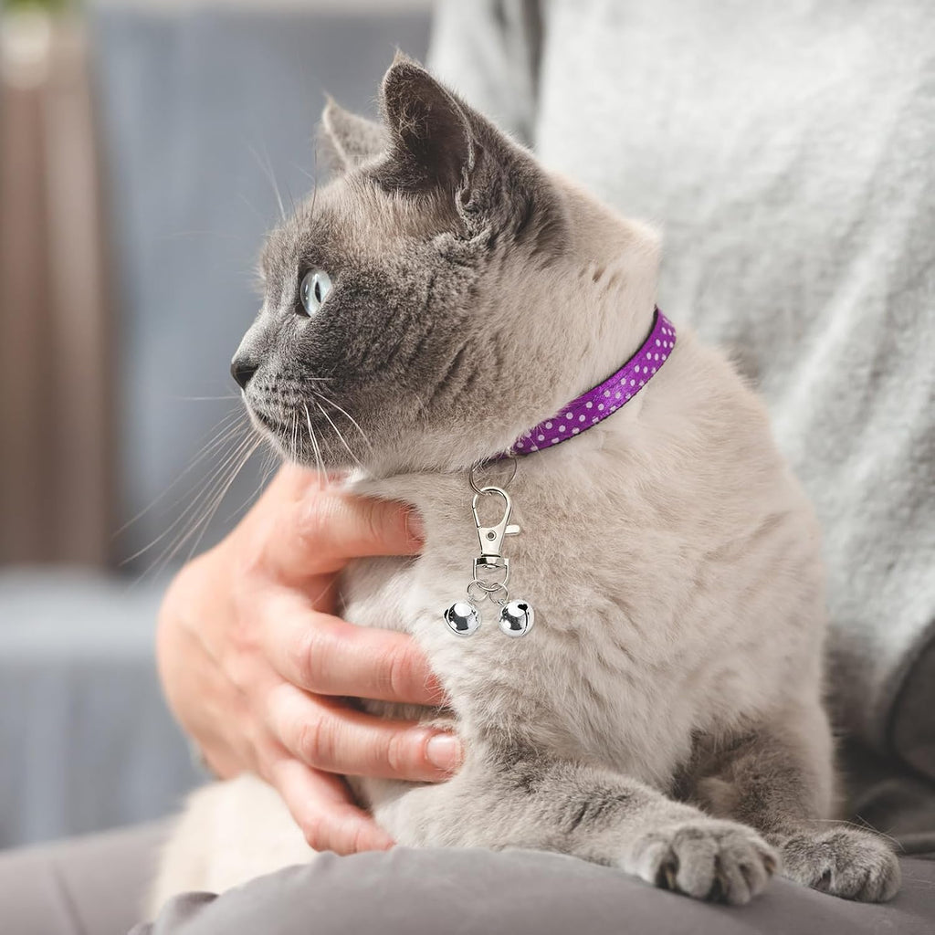 Giococo silver double jingle bells set displaying the polished aluminum design for cats and dogs.