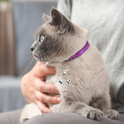 Giococo silver double jingle bells set displaying the polished aluminum design for cats and dogs.
