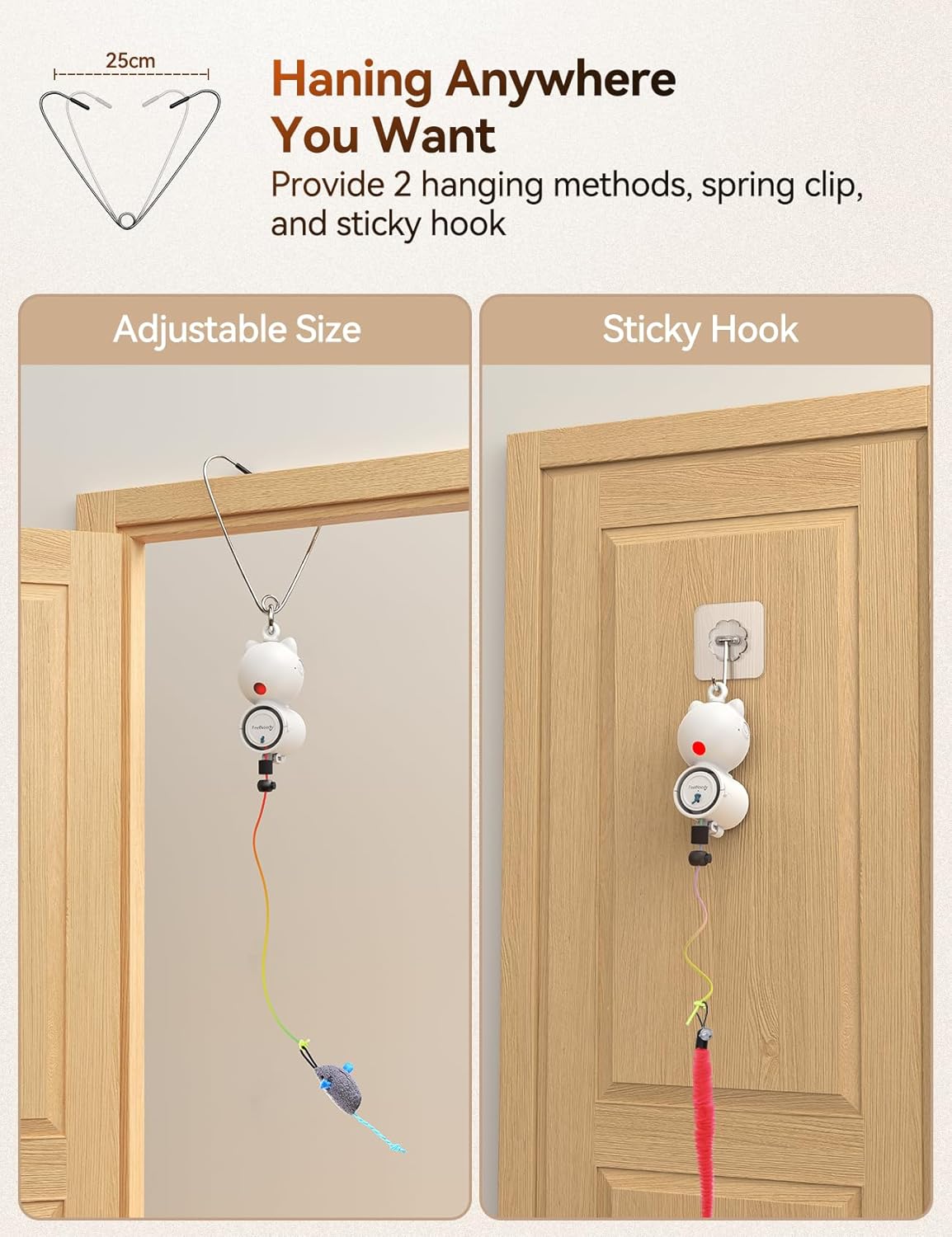 FEELNEEDY electronic kitten accessory displaying eight pieces of replacement feather and catnip mouse refills.
