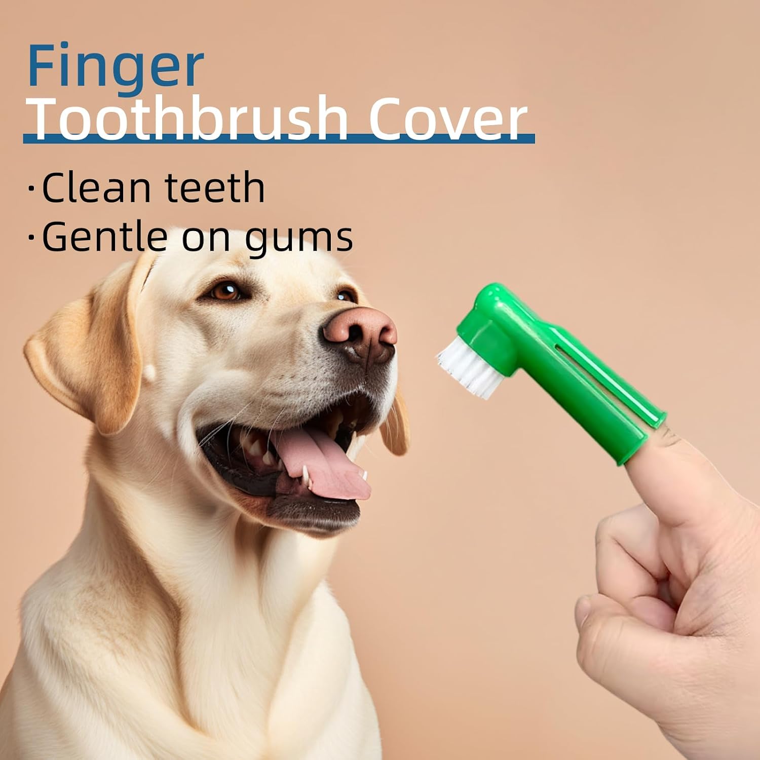 Saficco long handled double head pet toothbrush with anti slip grip.