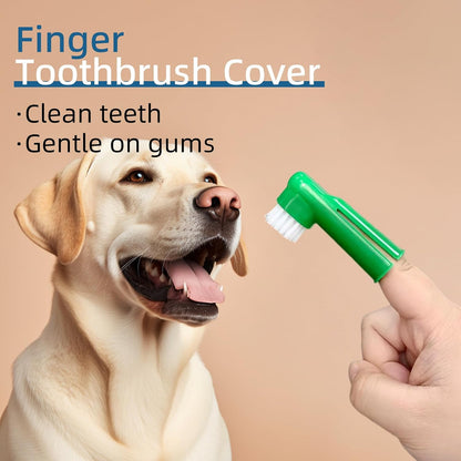 Saficco long handled double head pet toothbrush with anti slip grip.