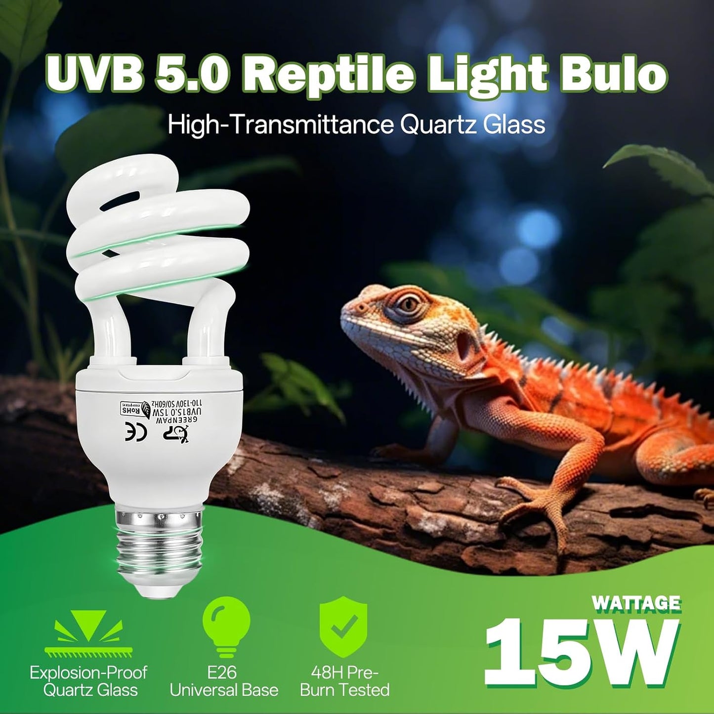 Lucky Herp UV sensor card testing the ultraviolet output of the compact fluorescent reptile lamp.
