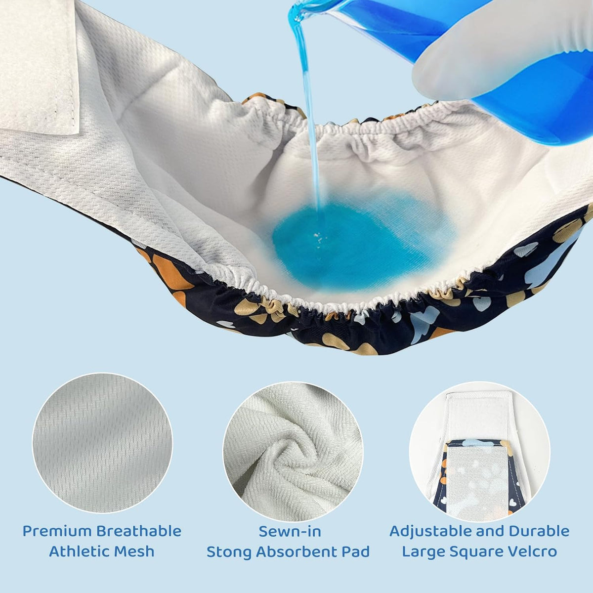 BLIWINPT washable male dog diapers inner absorbent liner material close up