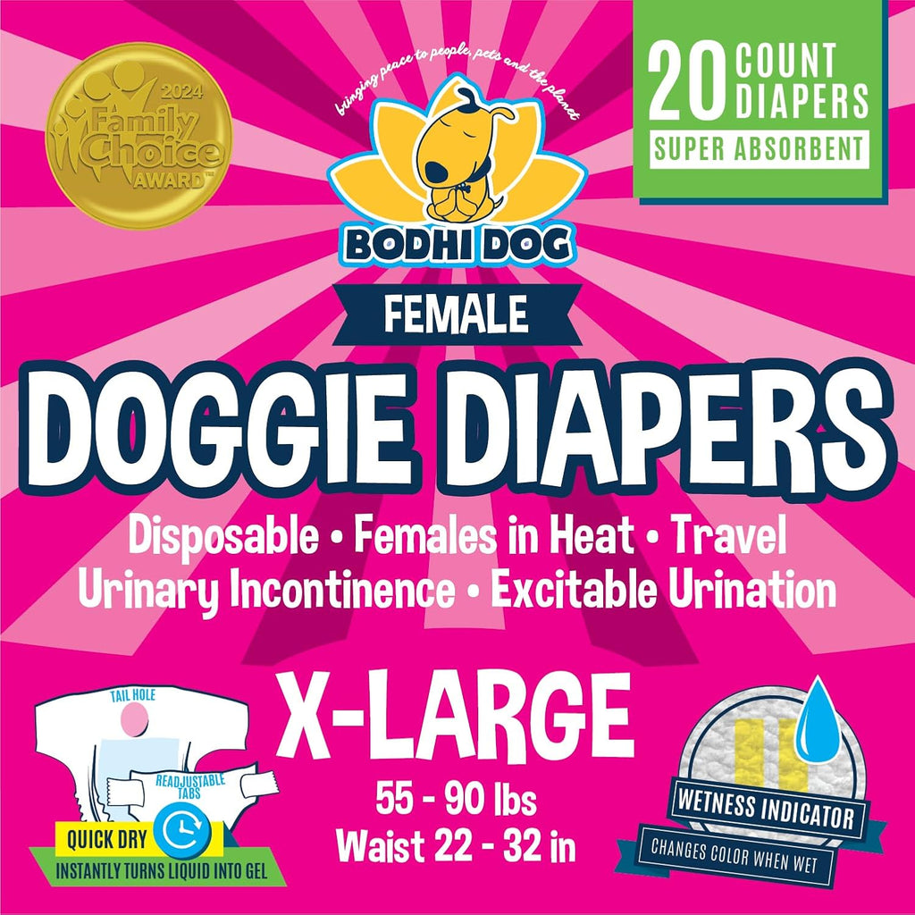 Bodhi Dog Disposable Female Dog Diapers front packaging view showing extra large size for pet care