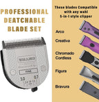 Premium stainless steel pet clipper blades package with corrosion resistant satin chrome finish.