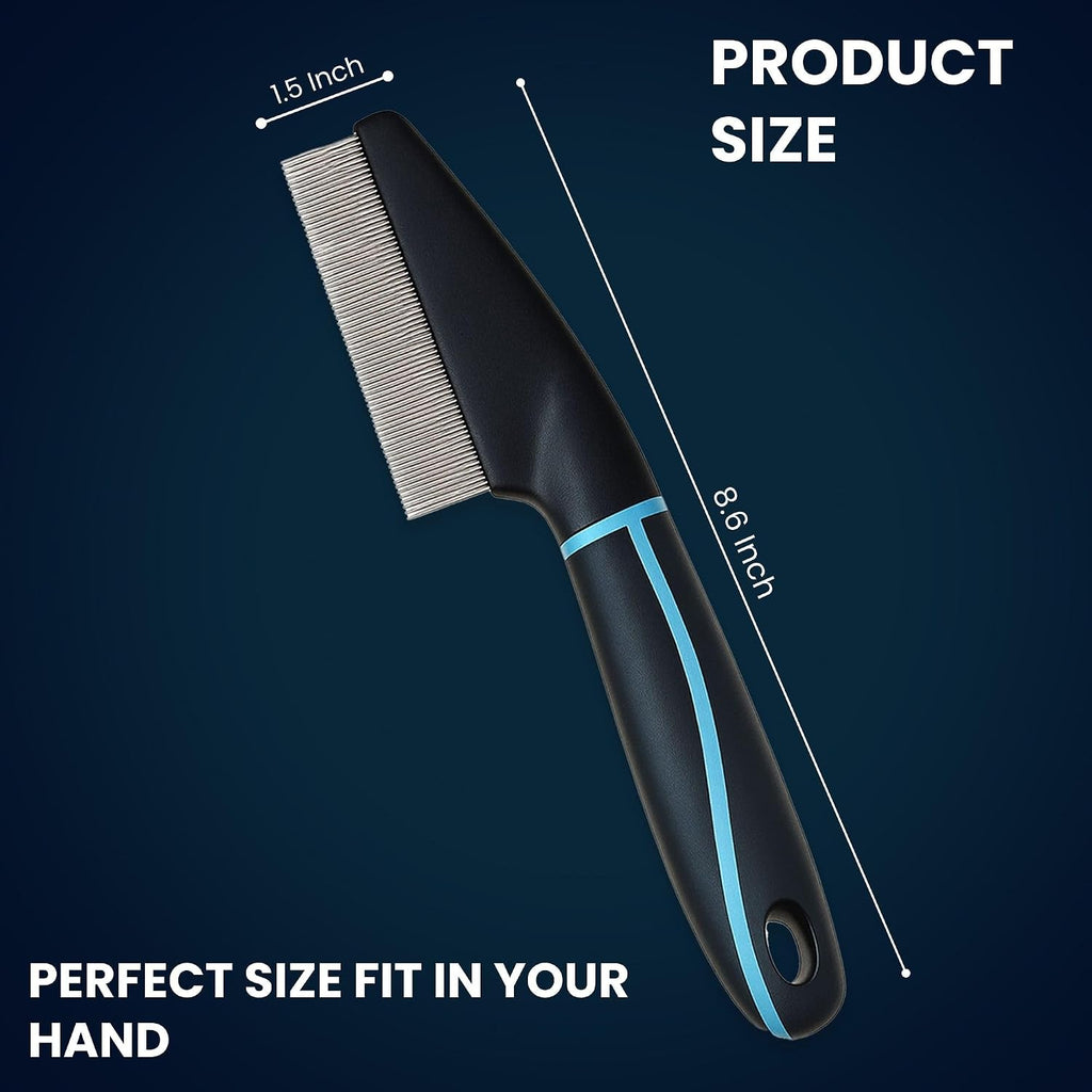 Flea Comb for Dogs and Cats - Premium Pet Grooming Tool with Stainless Steel Teeth for Long and Short Hair - Image 7