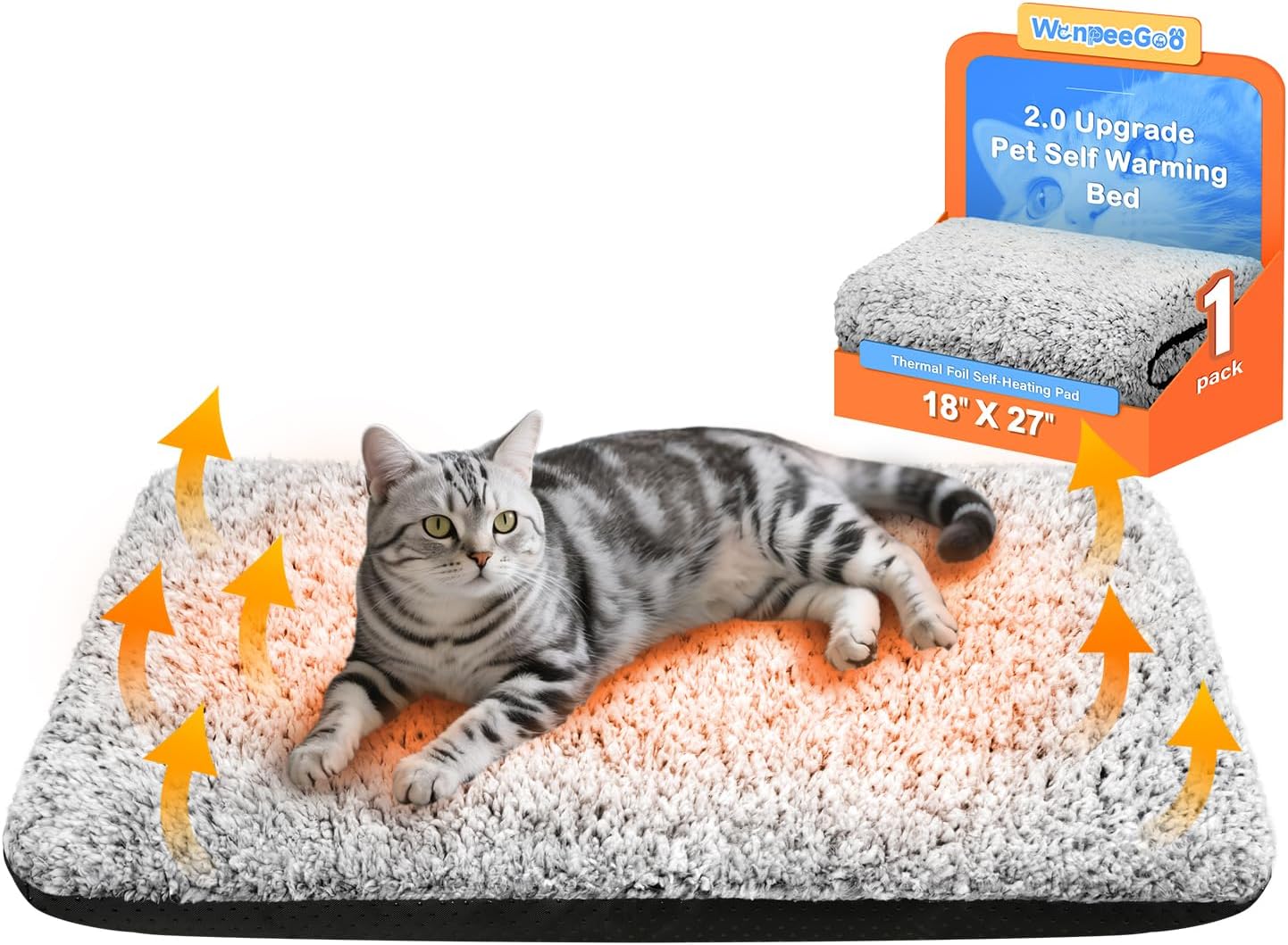 WanpeeGoo Self Warming Cat Bed, Heated Cat Bed, 2.0 Upgraded Thermal Foil Heating Pad, Plush Self-Heating Pet Mat for Crate, Floor, with Removable Washable Cover, Non-Slip, 15"x19" - Image 9