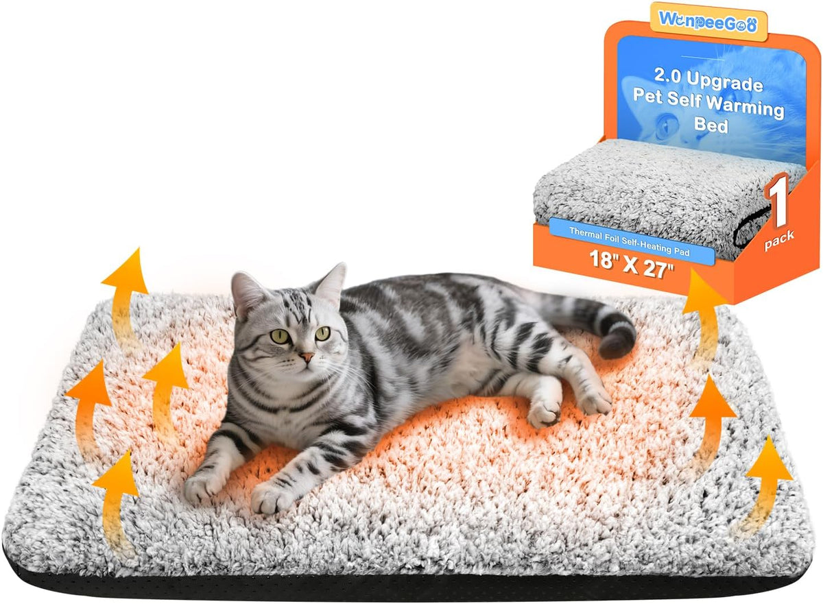WanpeeGoo Self Warming Cat Bed, Heated Cat Bed, 2.0 Upgraded Thermal Foil Heating Pad, Plush Self-Heating Pet Mat for Crate, Floor, with Removable Washable Cover, Non-Slip, 15"x19" - Image 9