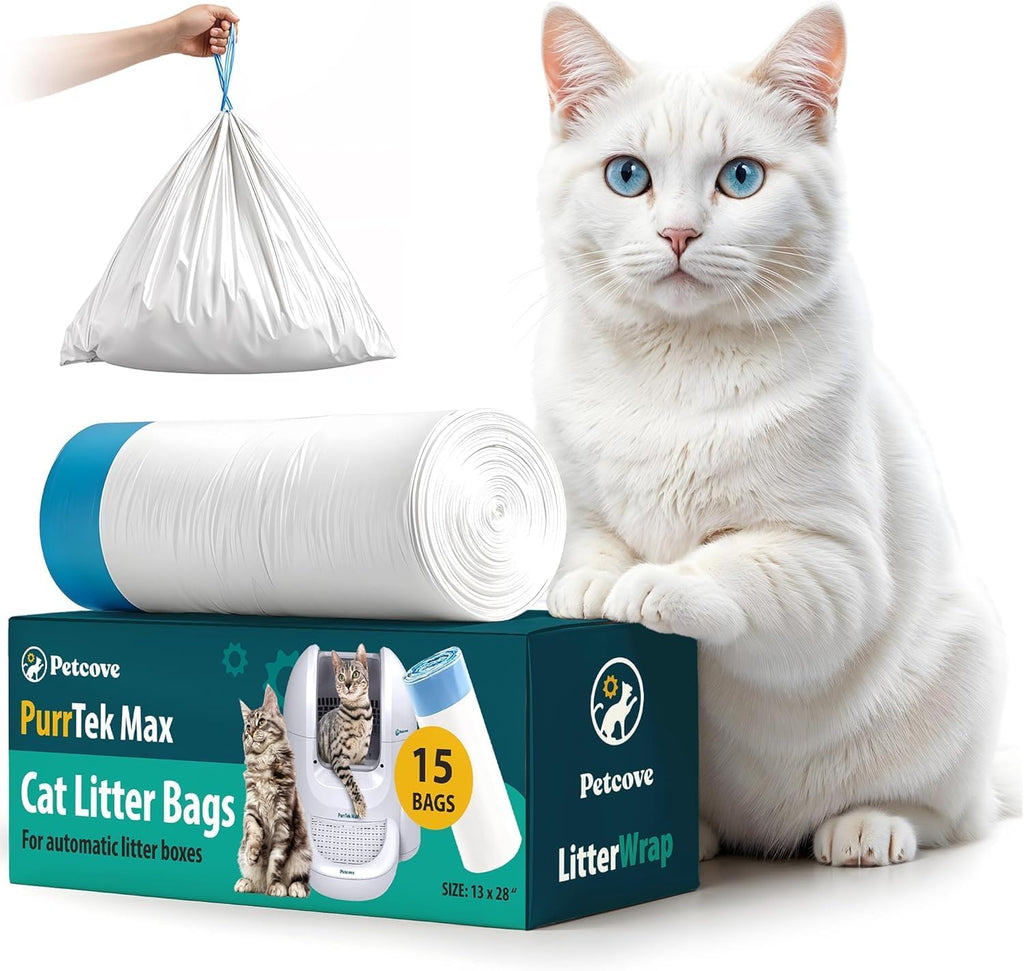 PurrTek Cat Litter Box Liners - LitterWrap Drawstring Bags for Automatic & Self-Cleaning Litter Boxes | Precision Fit, Jumbo Heavy-Duty, Leak-Proof, Unscented Odor Control, Replacement Refills - Image 13