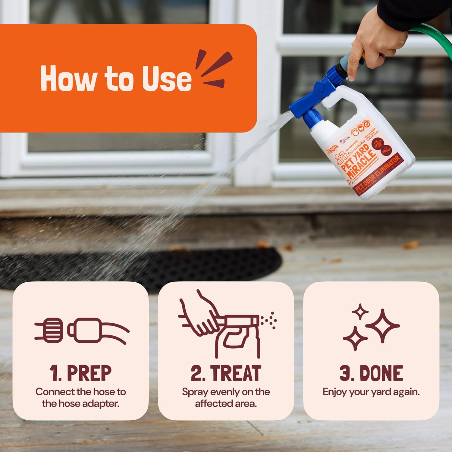 Sunny & Honey yard deodorizer for dog urine on concrete patio