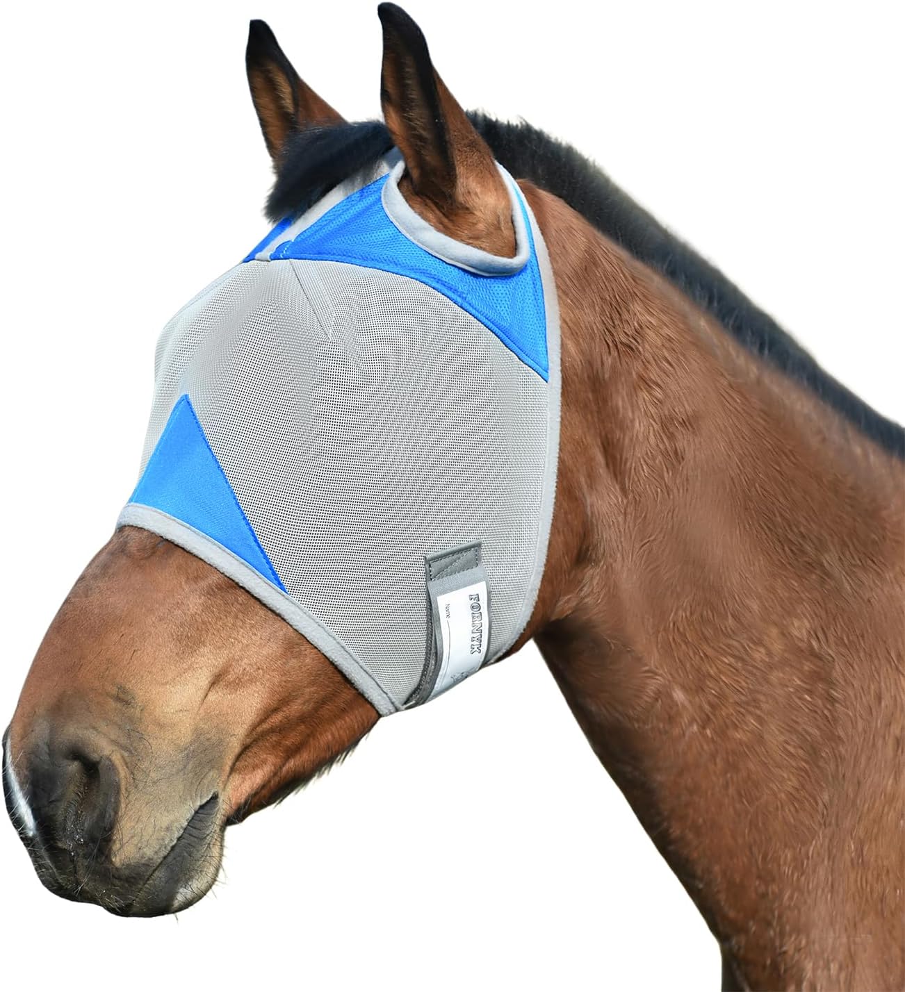 Fornyk Horse Fly Mask Without Ears blue front view with UV protection