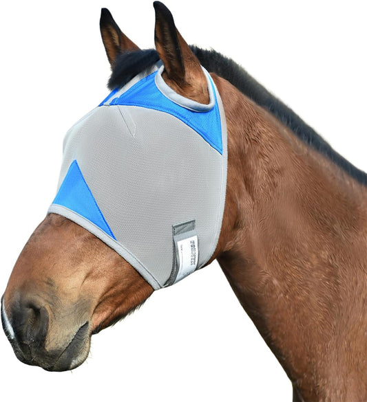 Fornyk Horse Fly Mask Without Ears blue front view with UV protection