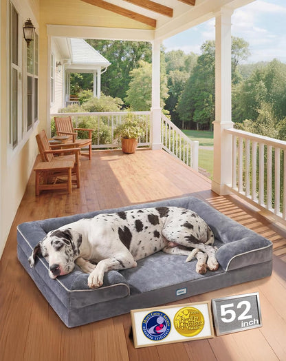 OhGeni Orthopedic Dog Bed Couch Cat Sofa for Large Sized Pets with Memory Foam, Machine-Washable Waterproof Removable Cover, Soft Comfortable Fabric, 35-inch (Gray) - Image 15
