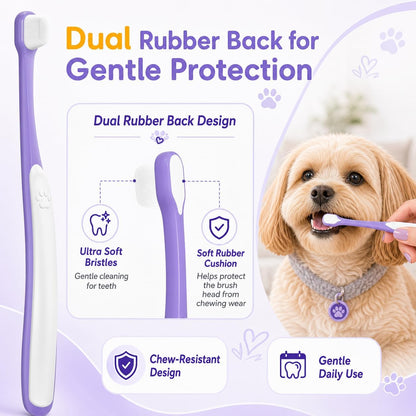 Soft nylon bristles of VVHOMIFE pet toothbrush for sensitive gums