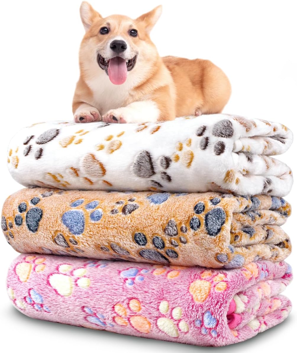 Dog Blankets for Medium Large Dogs, 3 Pack Dog Blanket Washable 41" x 31", Fuzzy Soft Pet Mat Throw Cover for Kennel Crate Bed, Cute Paw Pattern, Cat Blanket, Blankets for Dogs, Pet Blanket - Image 13