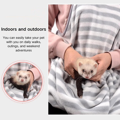 Ferret Sling Carrier - Fleece Small Pet Carrier Bag Soft Breathable Hands Free Shoulder Front Chest Apron Bonding Pouch Accompany Carrier for Small Dog Cat Ferret Rabbit (Grey) - Image 6