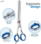 Japanese stainless steel blade detail on Laazar pet scissors