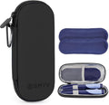 SMYV insulin cooler travel case front view showing the durable black nylon exterior and secure zipper closure.