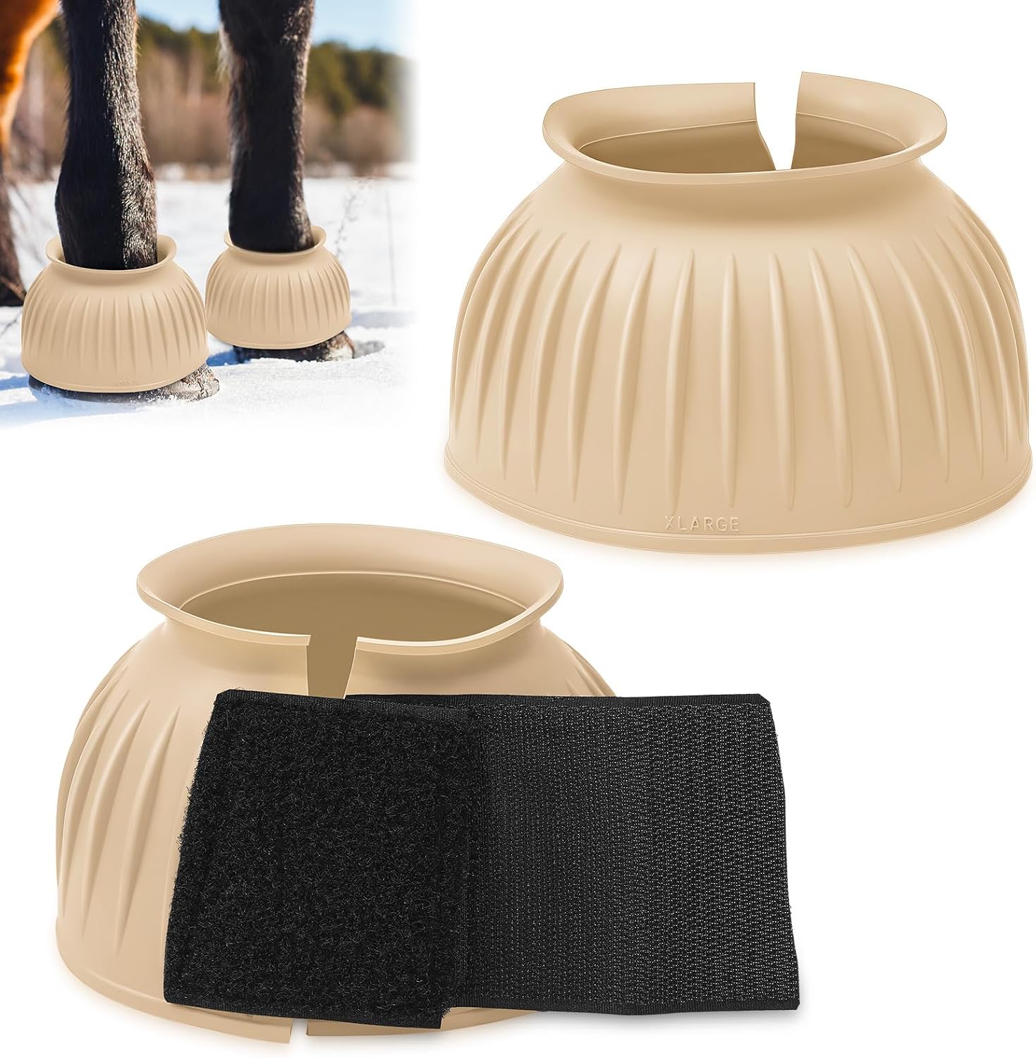 Abbylike Bell Boots for Horses 1 Pair/2 Pair Available, Protect Against Hoof Impact Trauma, Rubber Bell Boots Horse Care for Turnout, No Rub Design Wrap Hook and Loop - Image 14