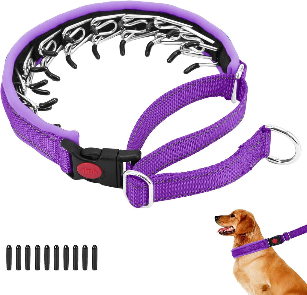 No Pull Martingale Dog Collar for Large Medium Small Dogs, Heavy Duty Nylon Reflective Adjustable Anti Pull Slip Collar with Buckle for Training Walking M Dark Blue - Image 9