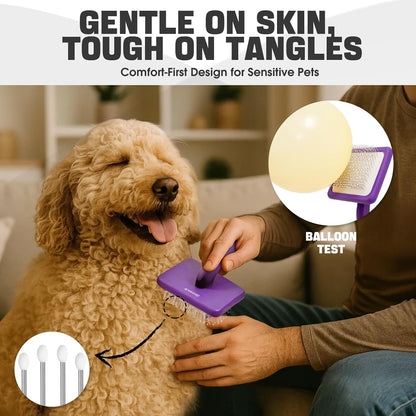Bonteck dual density stainless steel dog grooming comb with rounded ends for safe dematting.