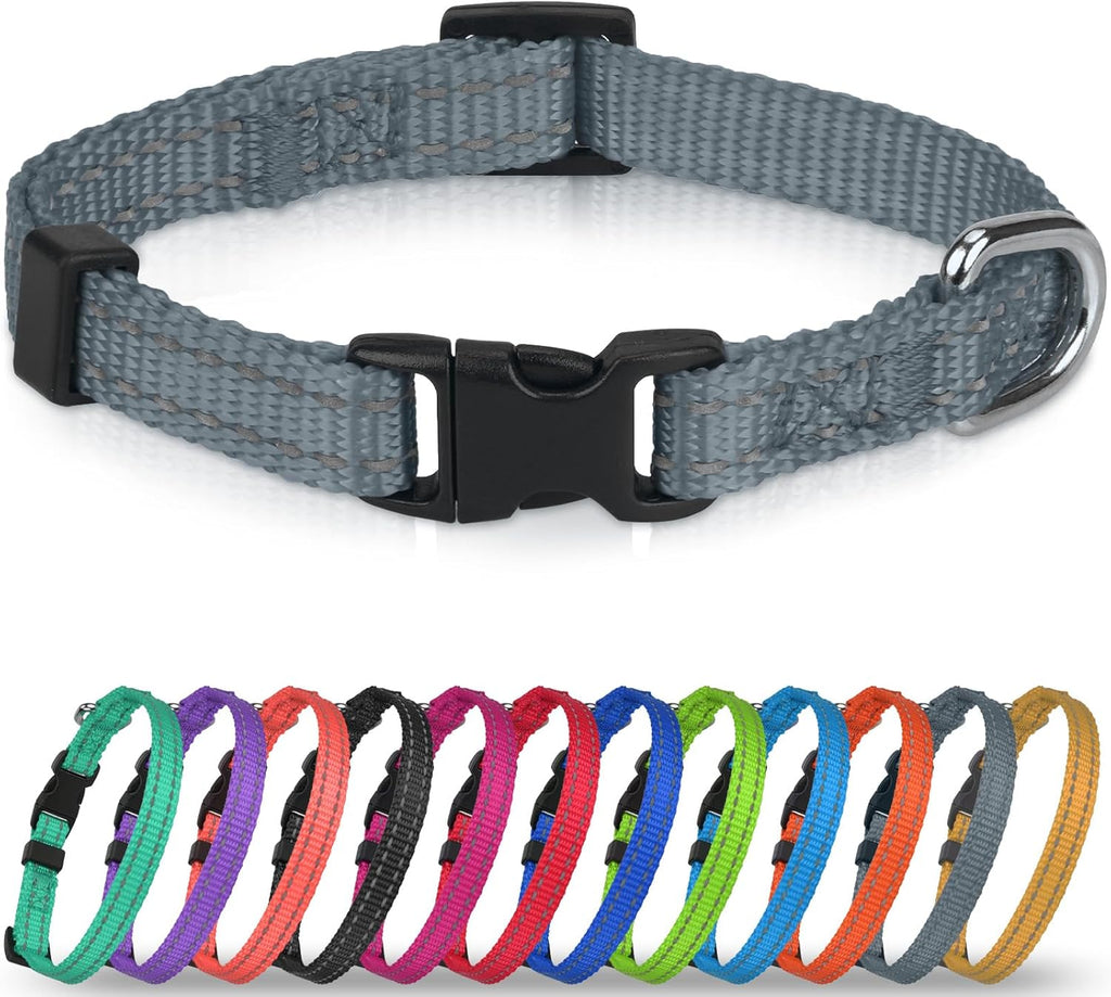 Joytale Dog Collars for Small Dogs, Feather-Light Double-Sided Reflective Nylon Collar for Night Safety, Adjustable Quick-Release for Growing Puppies, Hotpink, S (5/8" Width) - Image 15