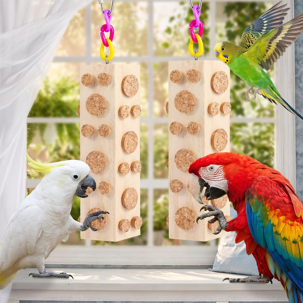Uyoupet parrot chewing toy showing multi-layer cork structure