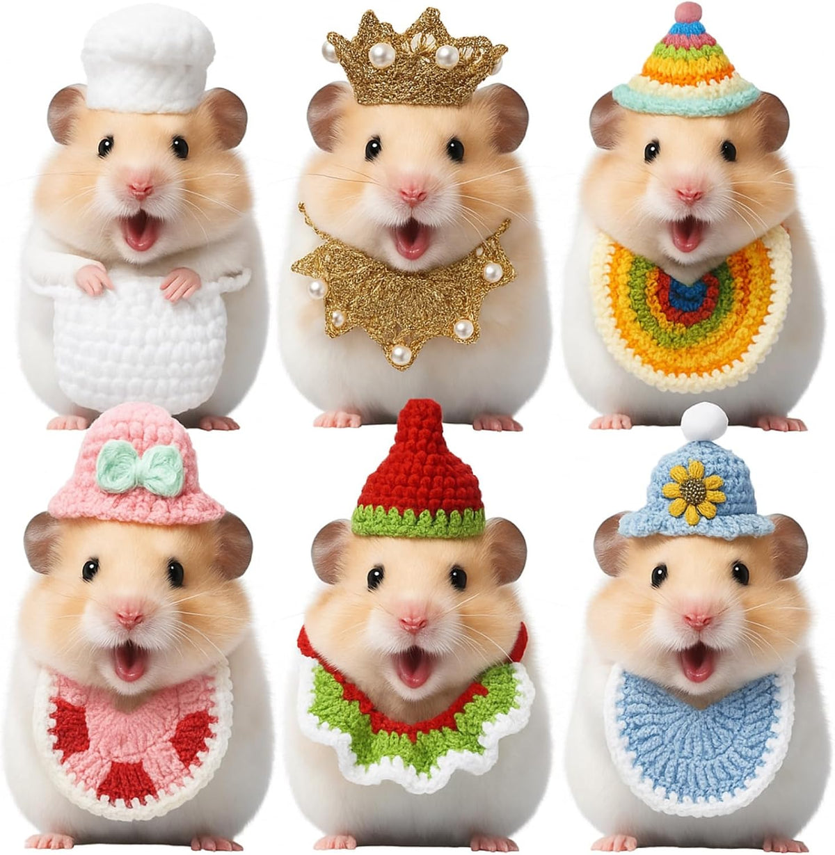 Silkfly 12 Pcs Mini Hamster Hats Crochet Hat for Small Animals Guinea Pig Snakes Lizards Bearded Dragons Stuffed Animal Clothes, Pet Photo Props(Fresh) - Image 9