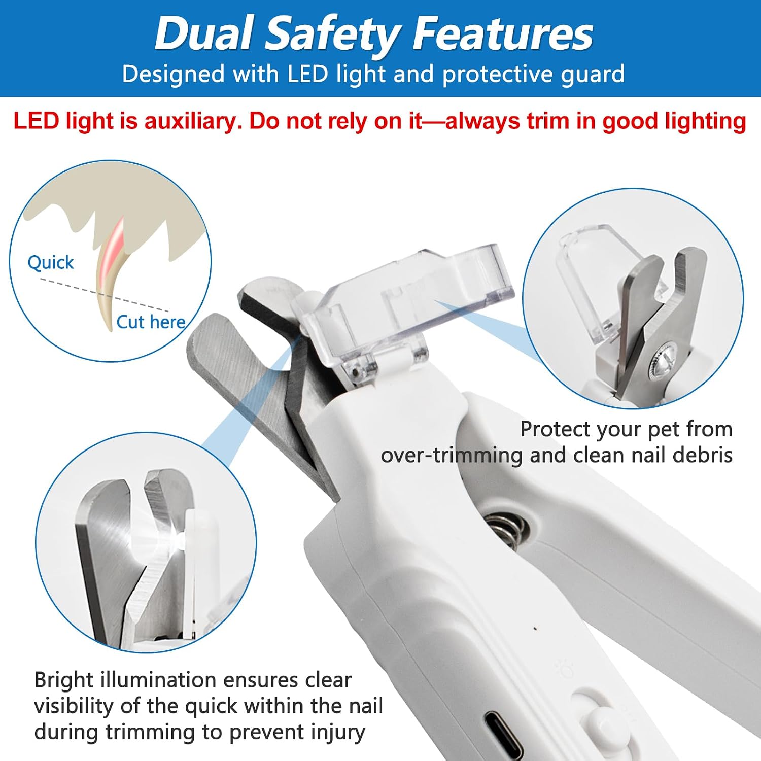 Stainless steel curved blade close up for precise pet nail cutting
