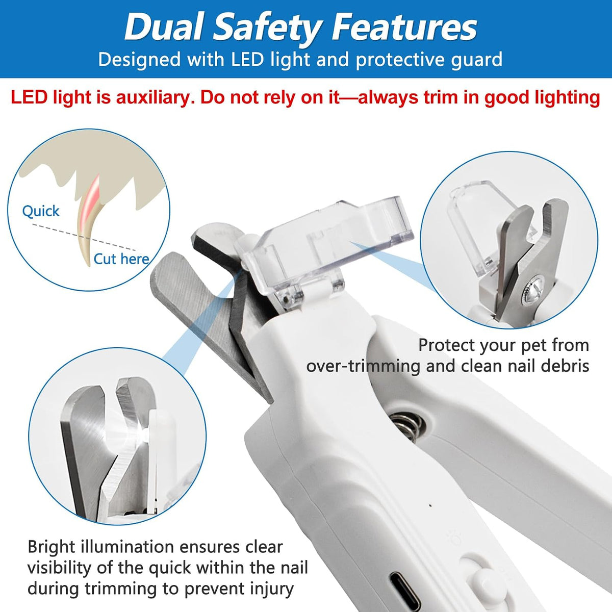 Stainless steel curved blade close up for precise pet nail cutting