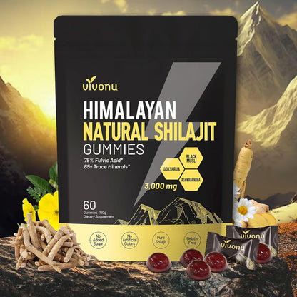 VivoNu Pure Himalayan Shilajit Ashwagandha and Gokshura capsules front view bottle