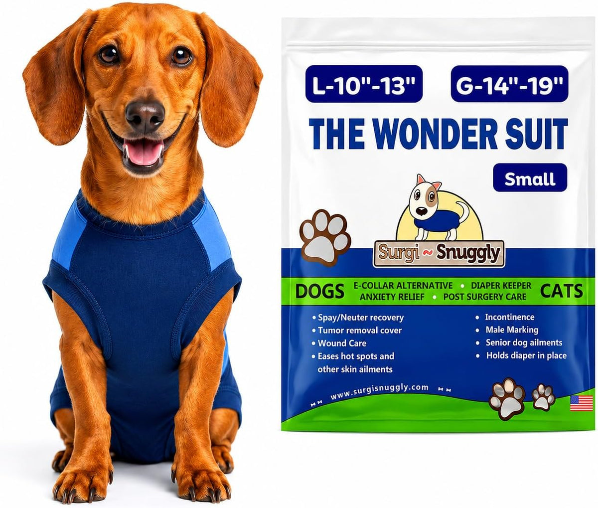 Surgi Snuggly Dog Surgery Recovery Suit - Dog Onesie for Post Surgery Recovery, Female Spay & Male Neuter - Surgical Suit for Dogs, E-Collar Cone Alternative, Double Blue - Large Long - 21" - 24" (EC) - Image 11