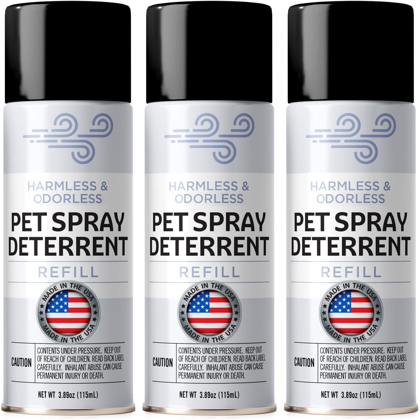 Berkland SSSCat compatible cat deterrent spray refill three pack front view packaged canisters
