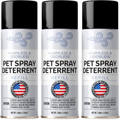 Berkland SSSCat compatible cat deterrent spray refill three pack front view packaged canisters