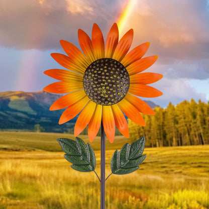 Venniy sunflower metal kinetic wind spinner front view