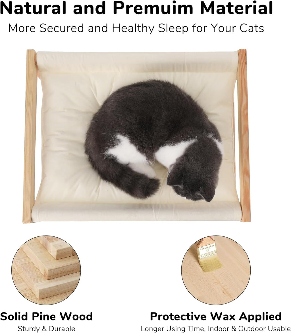 Fukumaru cat hammock side profile showing sturdy pine structure