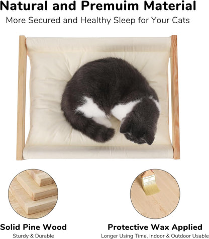 Fukumaru cat hammock side profile showing sturdy pine structure