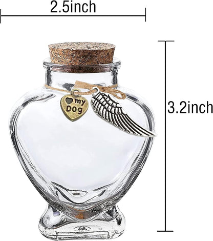 Pet fur keepsake bottle with natural cork stopper and bow
