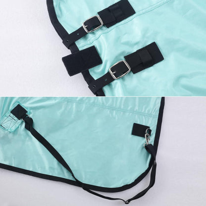 Detailed shot of the tough fine weave polyester mesh material of the Gallopoff equine sheet.