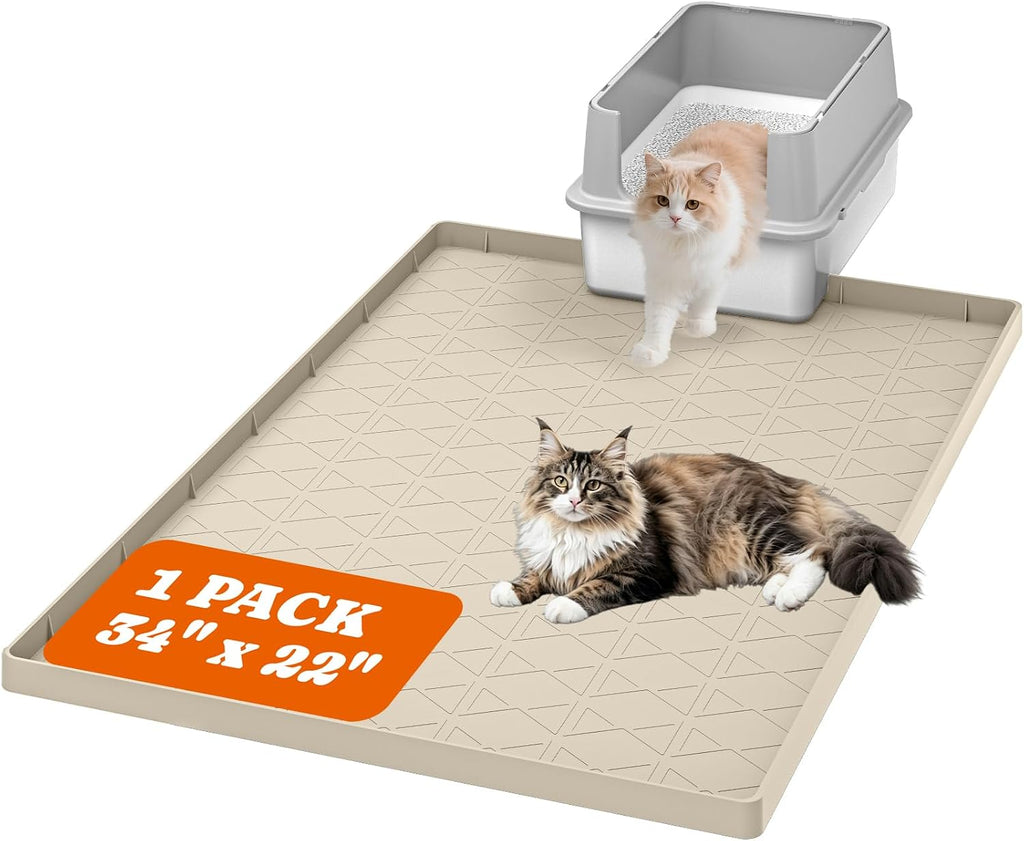 Pawtners Large Cat Litter Mat for Litter Box 2 Packs, 34" x 22" Waterproof Silicone Pad for Floor, Easy to Clean, Gray - Image 10