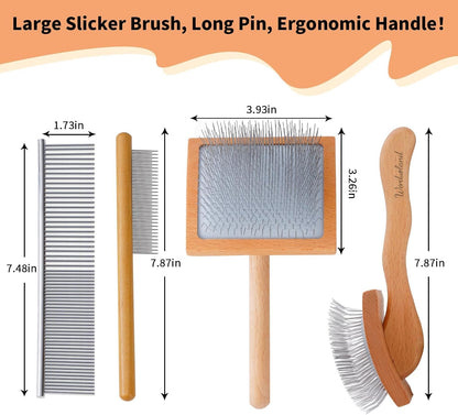 Werduoland curved slicker brush highlighting the anti slip premium wooden grip