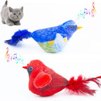 Potaroma chirping birds cat toys front view showing realistic plush red cardinal design.