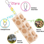 Close-up view of natural poplar wood and detachable corks on the toy