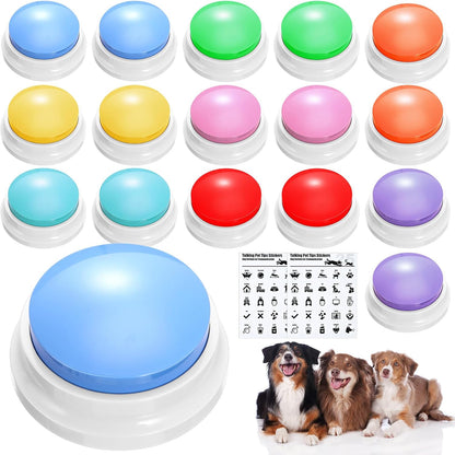Jerify 16 Pcs Voice Recordable Dog Buttons for Communication Pet Cat Talking Buttons with Stickers 30 Seconds Interactive Speech Training Buzzers for Cat Pet Dog(Classic Colors) - Image 9