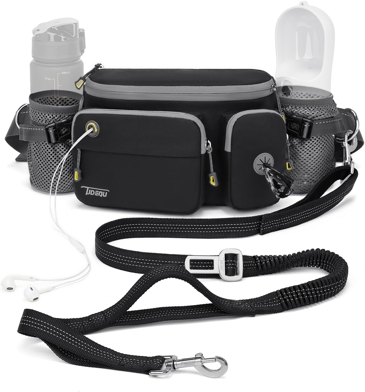 Tudequ 4-in-1 dog walking belt with large fanny pack front view