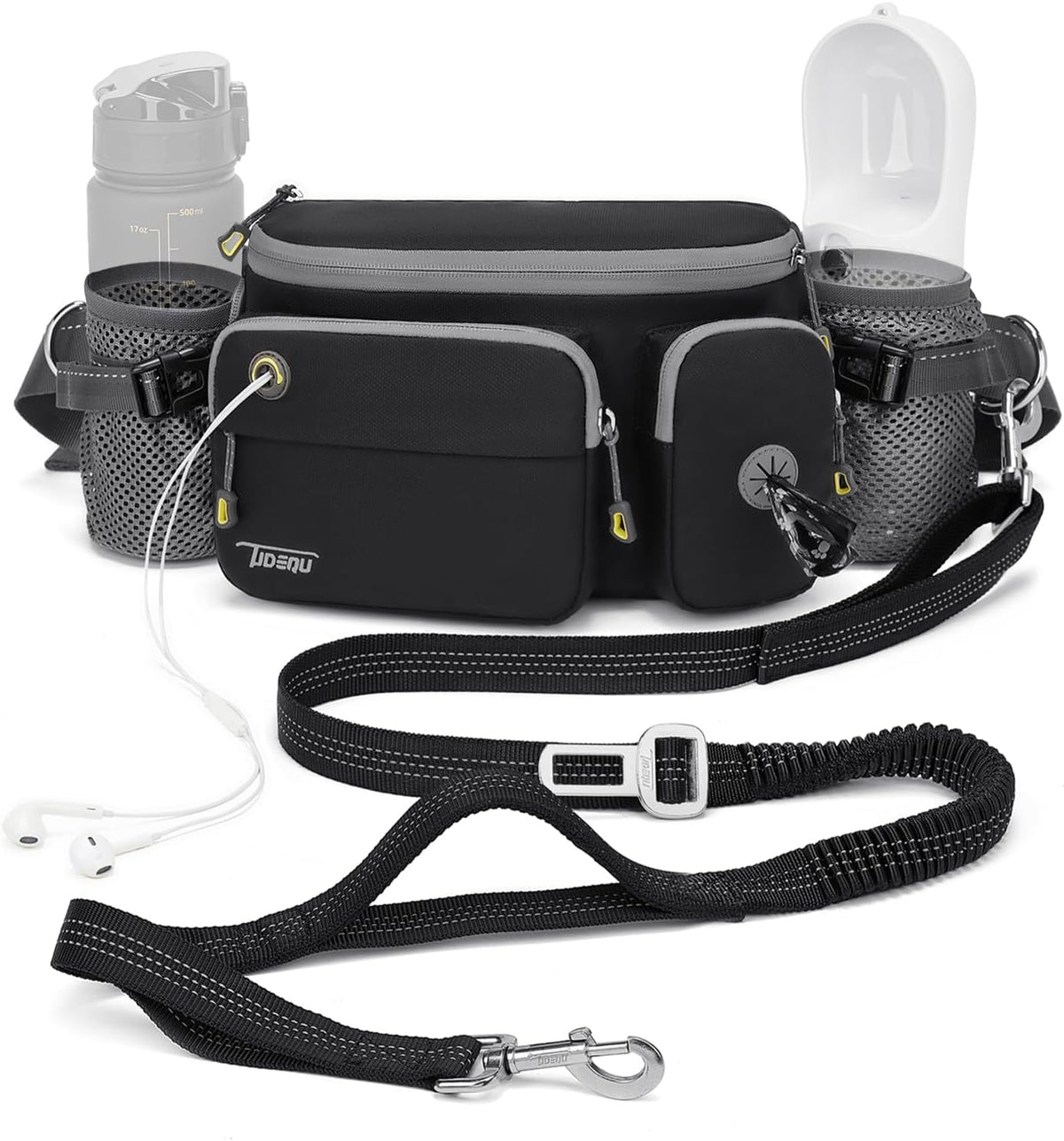 Tudequ 4-in-1 dog walking belt with large fanny pack front view