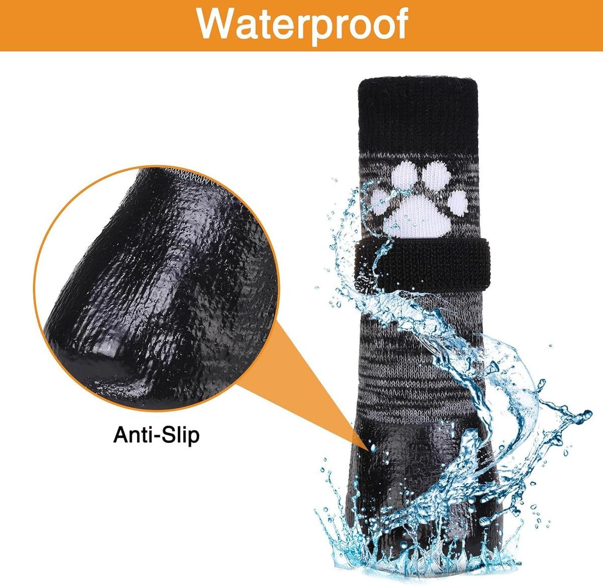 Side profile of Kooltail dog paw protector with velcro strap