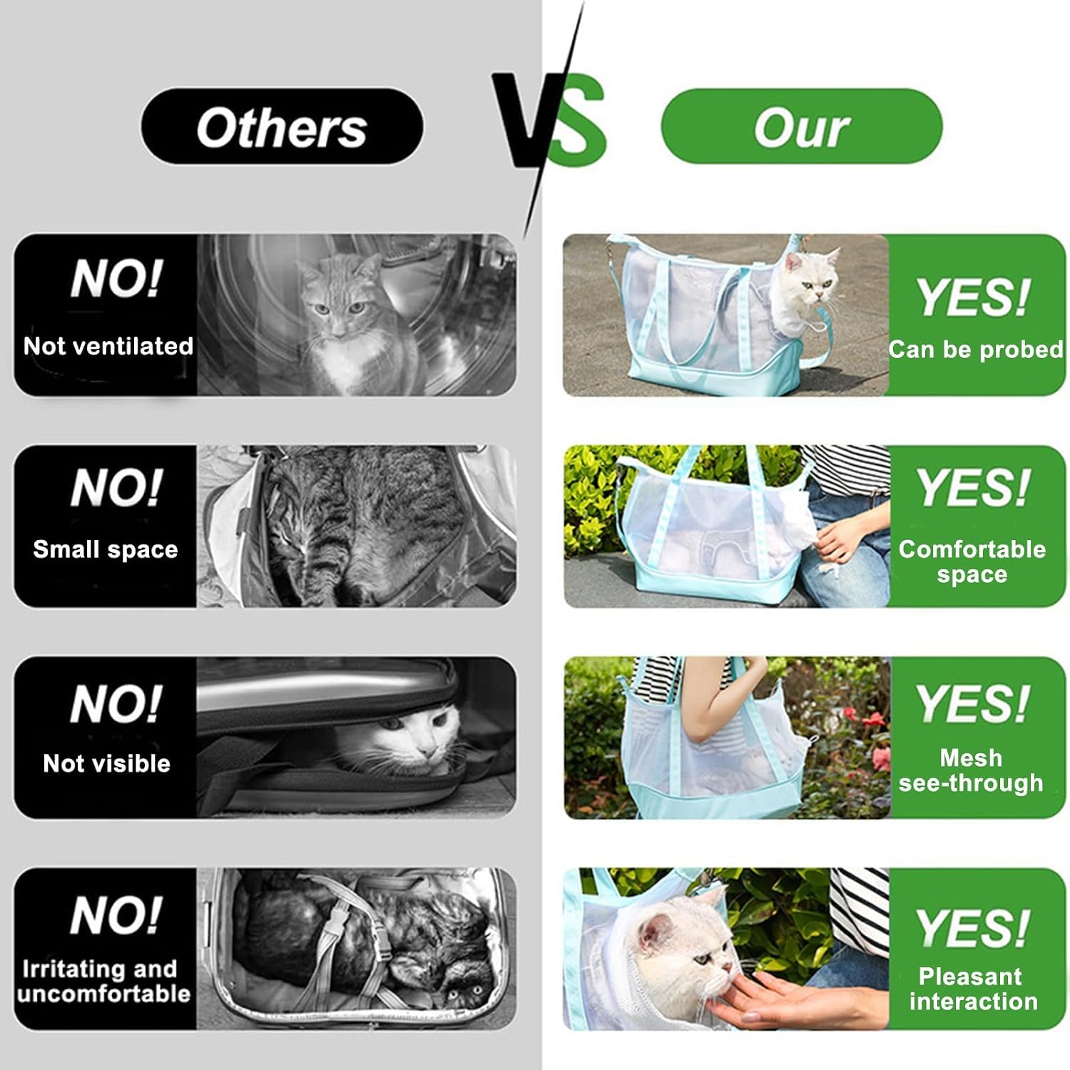 Vinqki pet sling carrier showing breathable mesh design