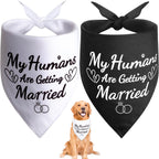 SZEE Engagement Gifts for Couples, 2 Pack My Humans are Getting Married Dog Bandanas, Wedding or Bridal Shower Gifts for Bride, Dog Wedding Bandanas, Engagement Party Decorations (White & Black, L) - Image 12